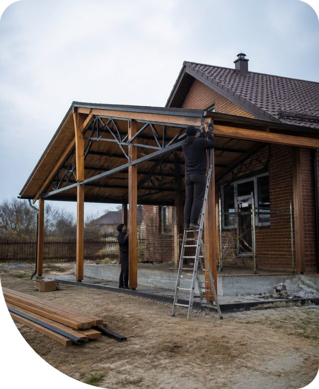 Пристройка навеса к дому и участку в Угличе под ключ